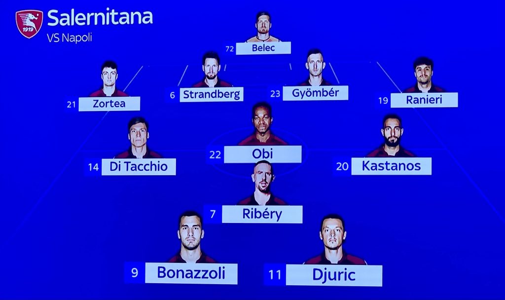 probabili formazioni salernitana napoli serie a formazione ribery