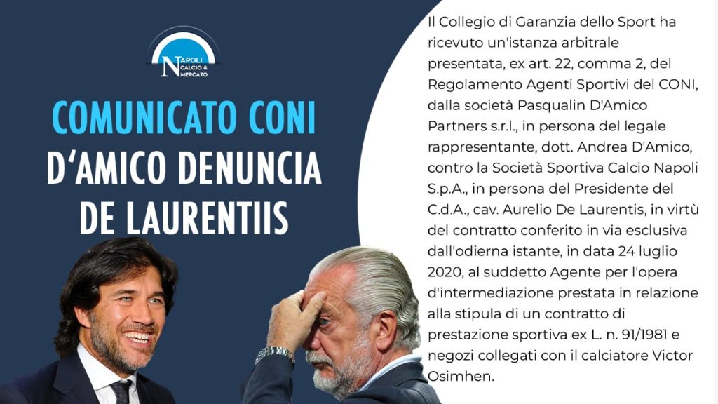 comunicato coni agente osimhen denuncia de laurentiis