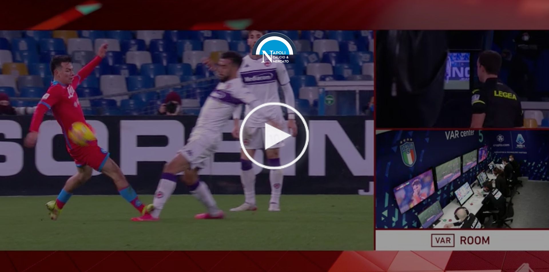 moviola napoli fiorentina coppa italia rosso lozano fabian