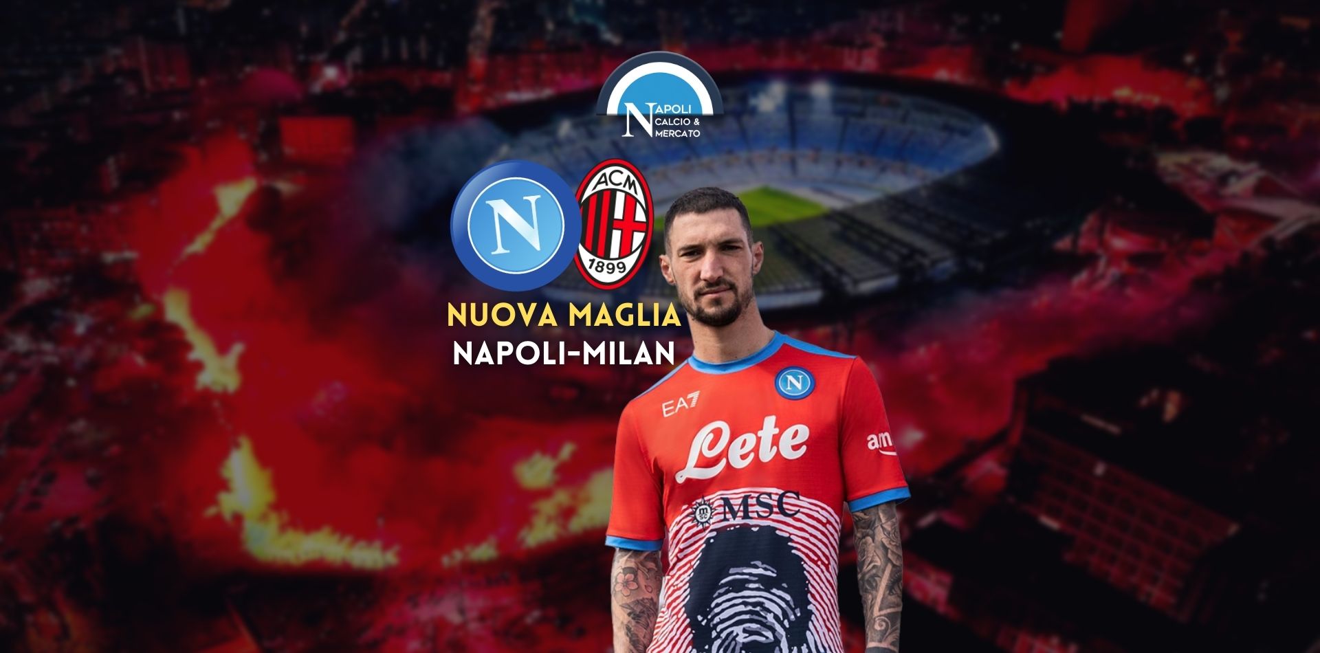 nuova maglia napoli milan maradona game ea7 2022 rossa