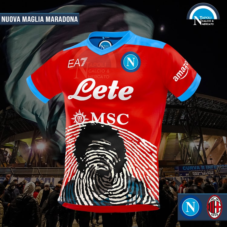 nuova maglia napoli milan maradona game rossa