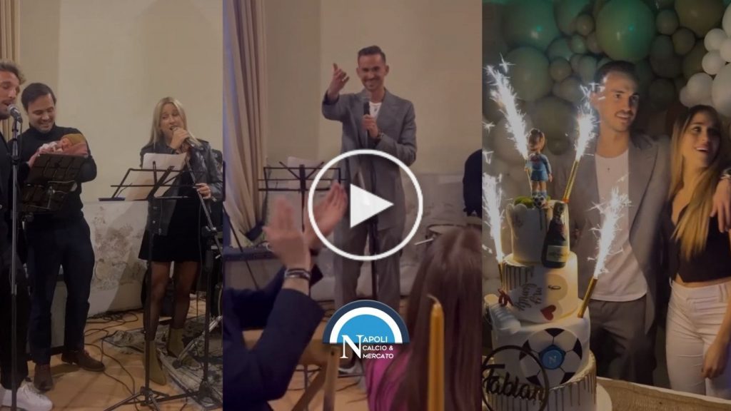 festa di compleanno di fabian ruiz con mertens e kat che cantano e ballano