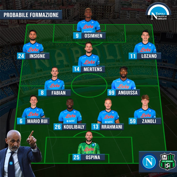 napoli sassuolo probabili formazioni ecco la probabile formazione spalletti serie a sscnapoli calcio napoli 24 1926 titolari