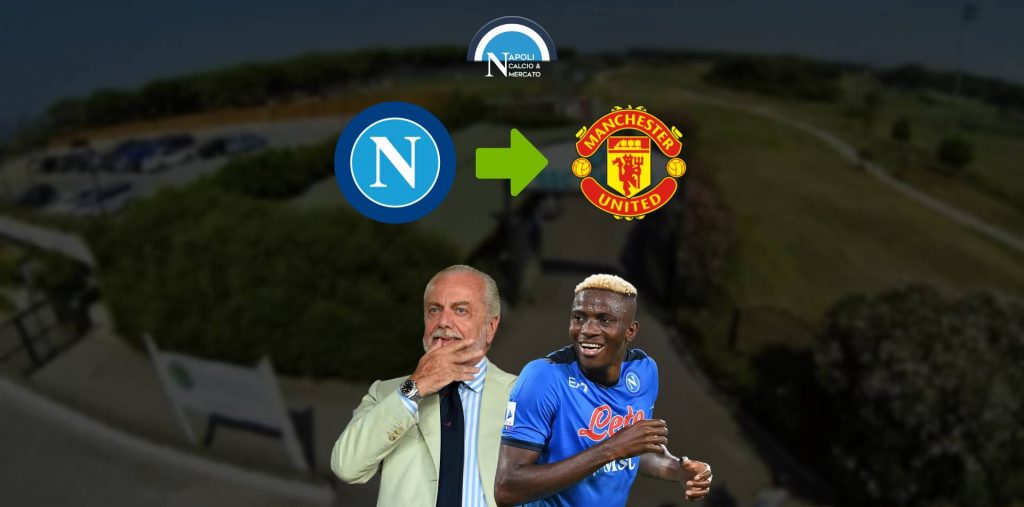 osimhen manchester united vertice de laurentiis agente offerta 100 milioni