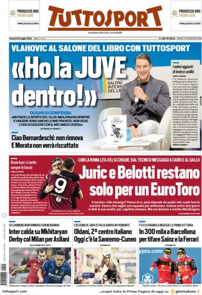 prima pagina tuttosport 20 maggio 2022