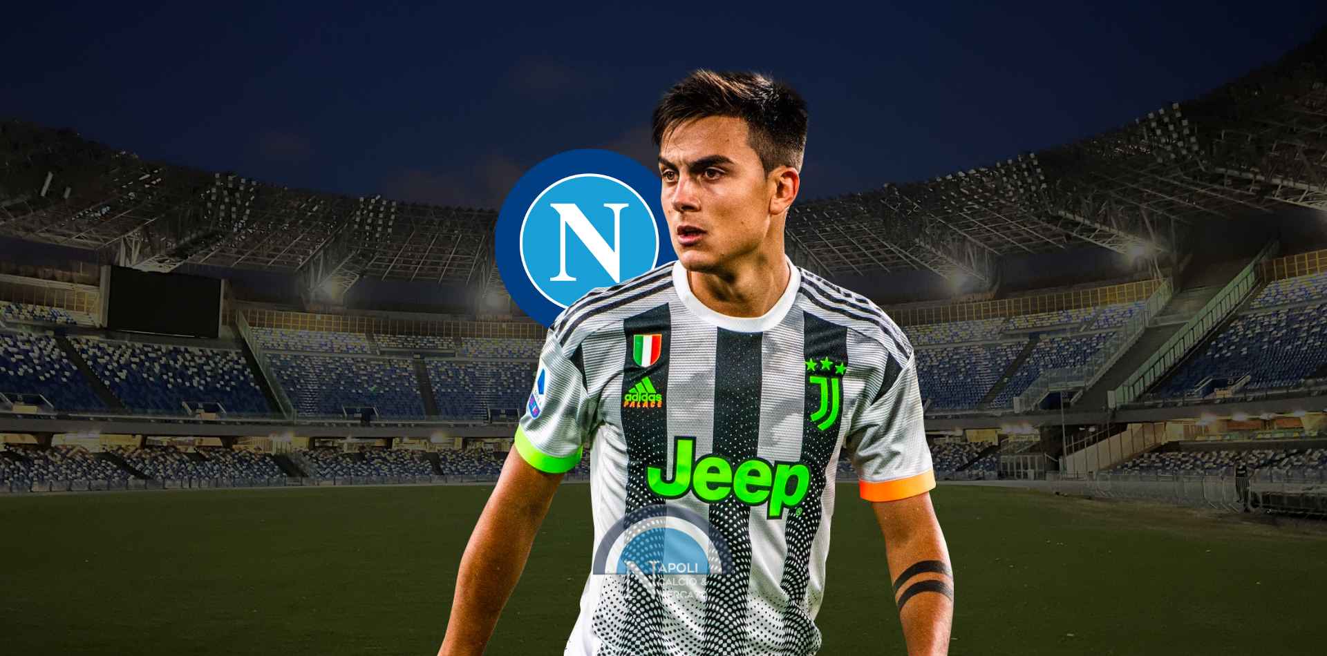 dybala allo stadio maradona con lo scudetto del napoli