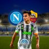 dybala allo stadio maradona con scudetti di napoli e roma