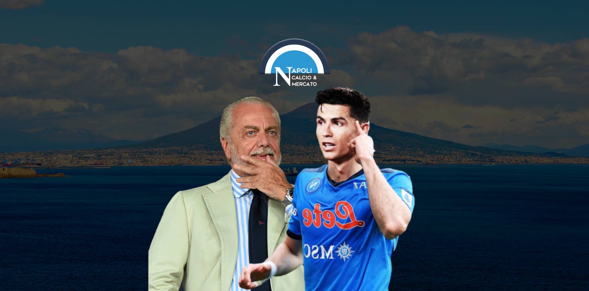 cristiano ronaldo con aurelio de laurentiis presidente del napoli accordo su diritti di immagine