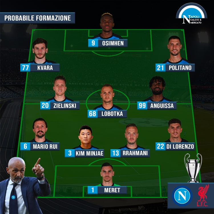 probabili formazioni napoli liverpool probabile formazione champions league spalletti