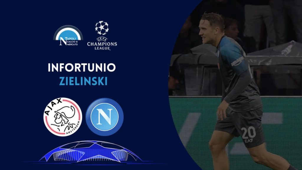 infortunio zielinski ajax napoli condizioni diagnosi comunicato ufficiale champions league