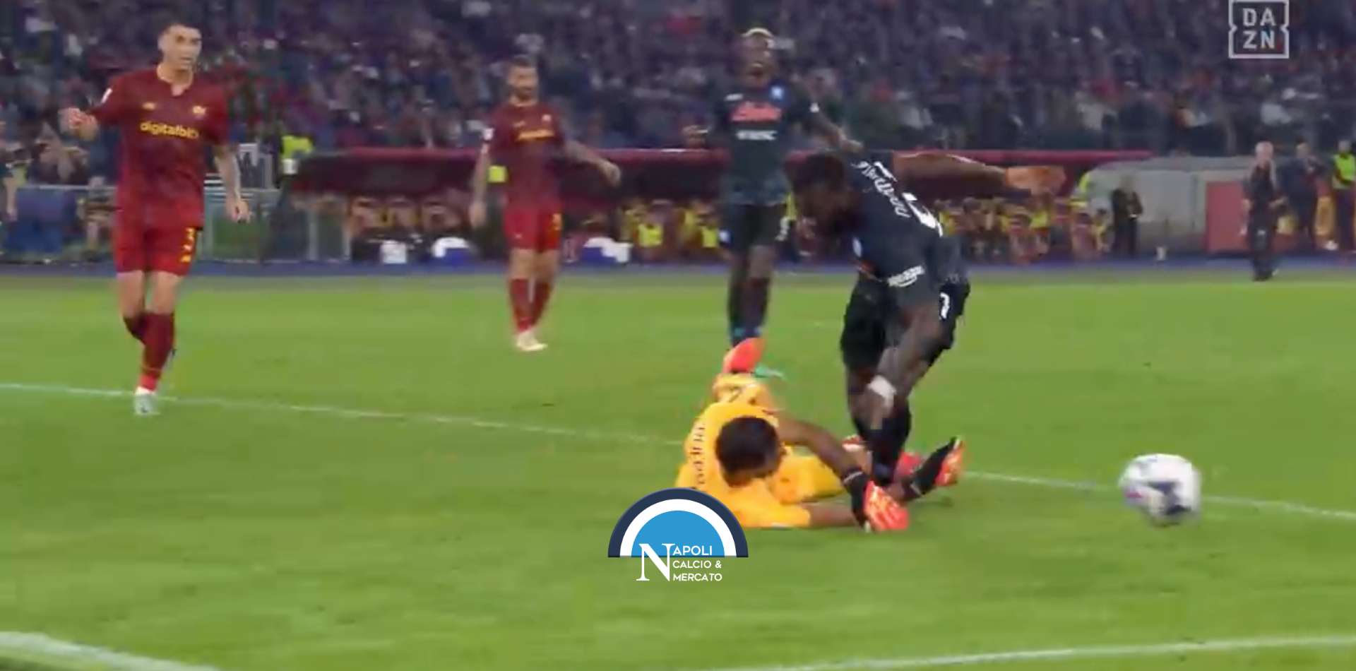 moviola roma napoli var rigore ndombele rui patricio