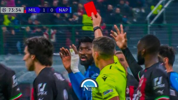 espulsione anguissa rosso moviola milan napoli champions league