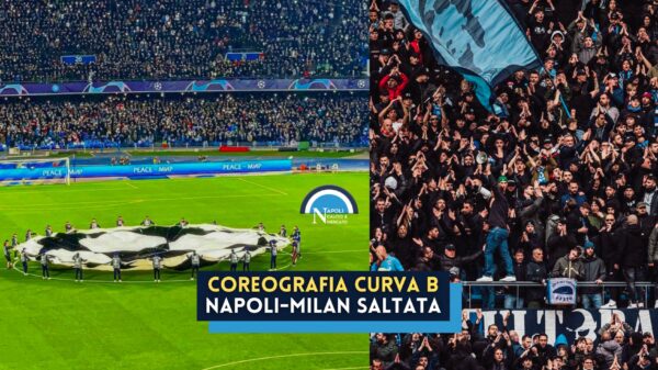 saltata coreografia curva b napoli milan champions league motivo