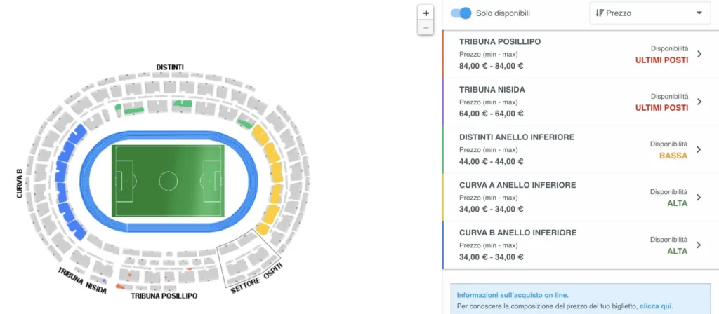 tagliandi disponibili napoli verona 15 aprile stadio maradona