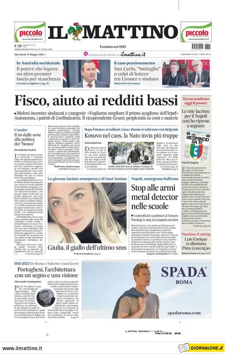 prima pagina il mattino di napoli 1 giugno 2023