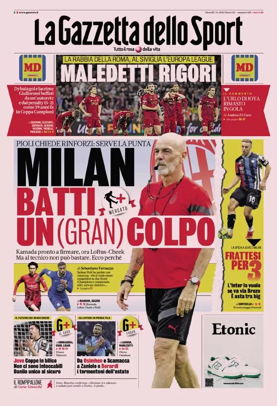 prima pagina la gazzetta dello sport 1 giugno 2023